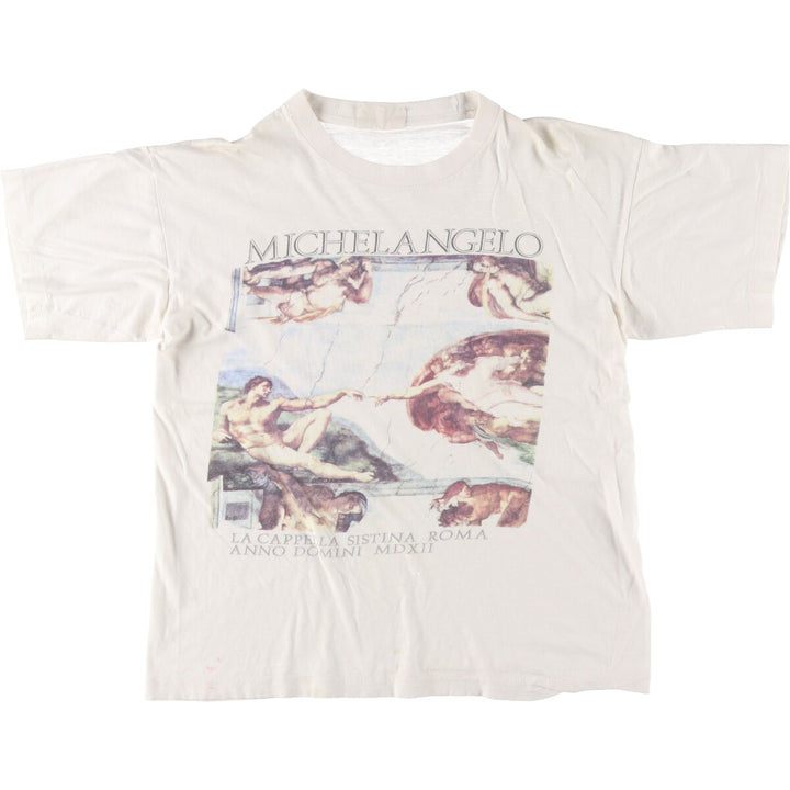 ~90'S MICHELANGELO The Creation of Adam Art T-shirt Men's M Vintage /eaa446460