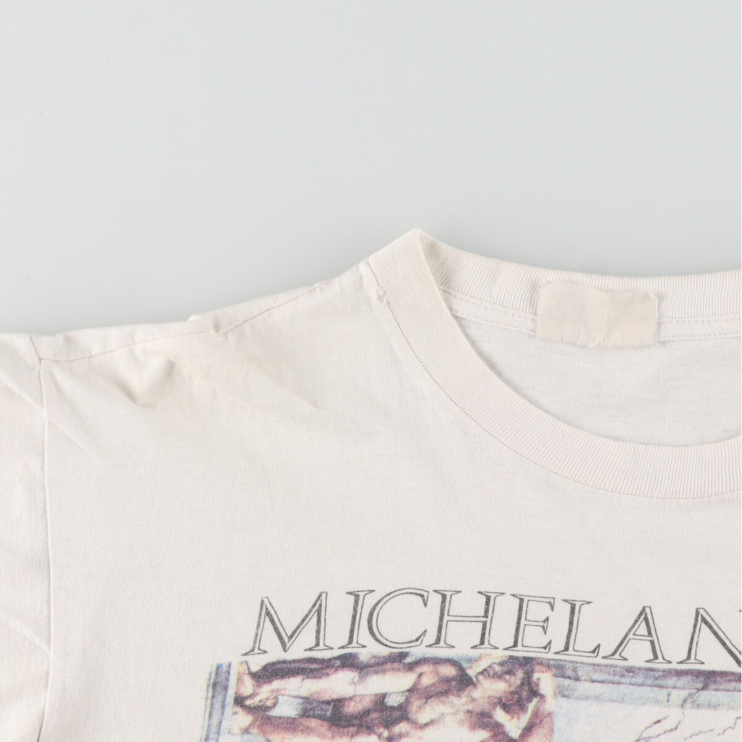 ~90'S MICHELANGELO The Creation of Adam Art T-shirt Men's M Vintage /eaa446460