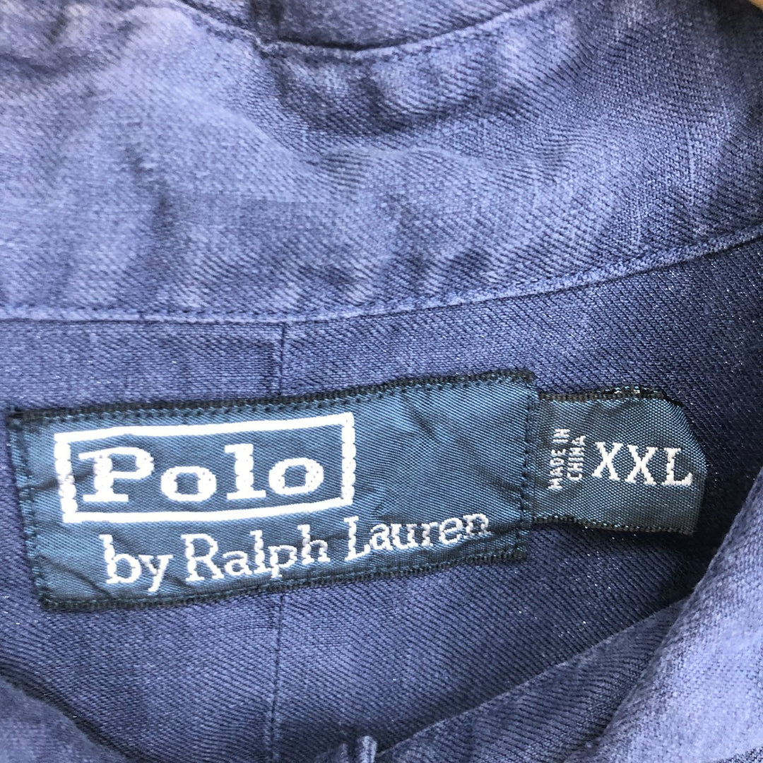 90'S Ralph Lauren POLO by Ralph Lauren long sleeve linen shirt men's XXL vintage /eaa447188