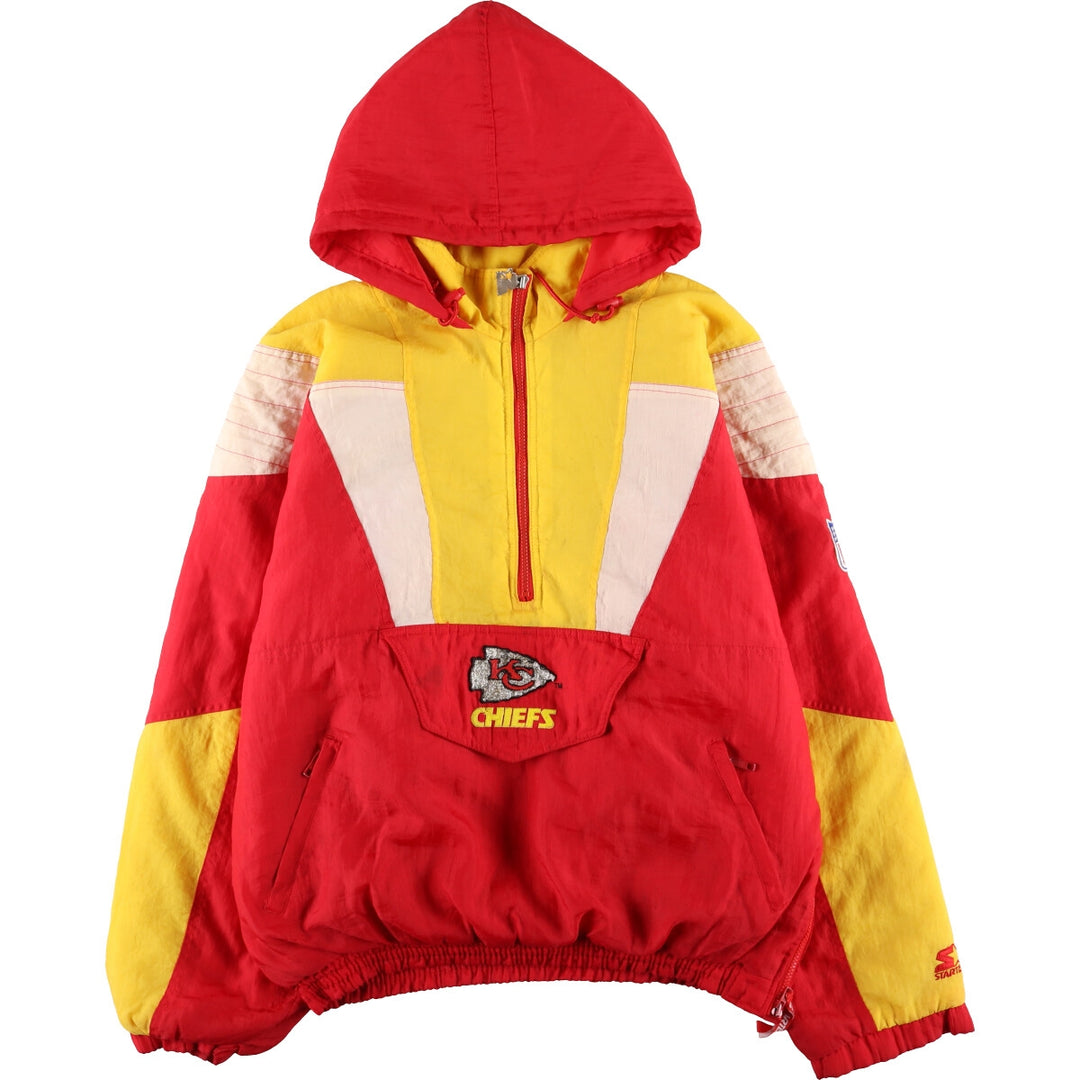 90'S Starter Kansas City Chiefs Back Logo Half Zip Padded Anorak Parka Men's XL Vintage /eaa447367