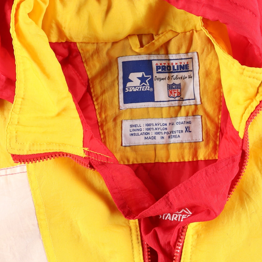 90'S Starter Kansas City Chiefs Back Logo Half Zip Padded Anorak Parka Men's XL Vintage /eaa447367