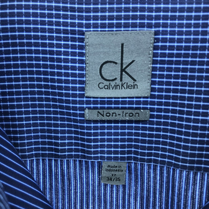 Calvin Klein NON-IRON Wide Collar Long Sleeve Cotton Striped Shirt Men's XL /eaa447422