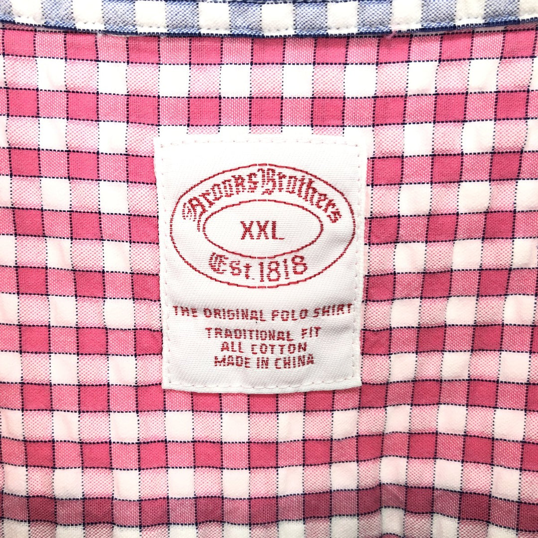 Brooks Brothers Est.1818 Crazy Pattern Gingham Check Short Sleeve Button-Down Check Shirt Men's XXL /eaa447428