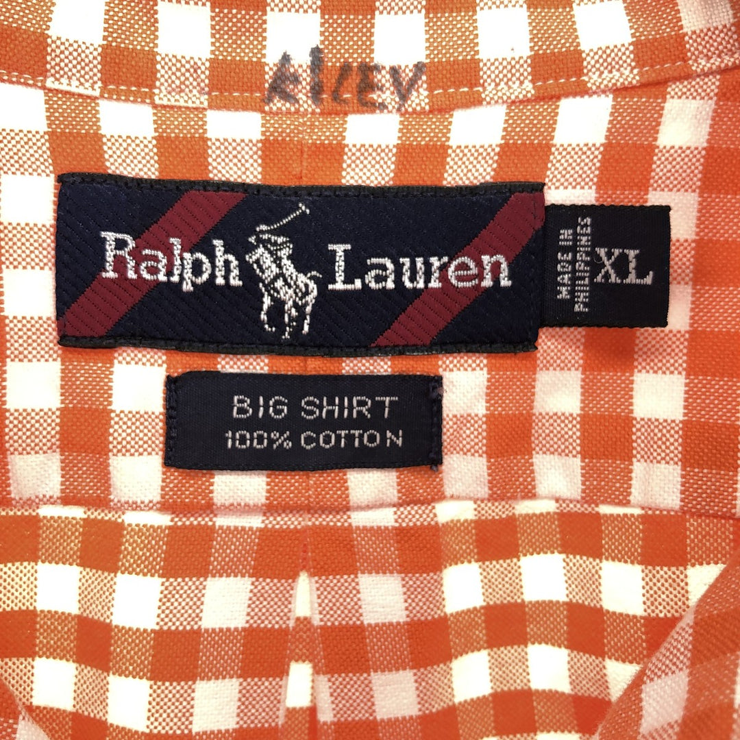 Ralph Lauren BIG SHIRT Gingham Check Short Sleeve Button Down Shirt Men's XL /eaa447429