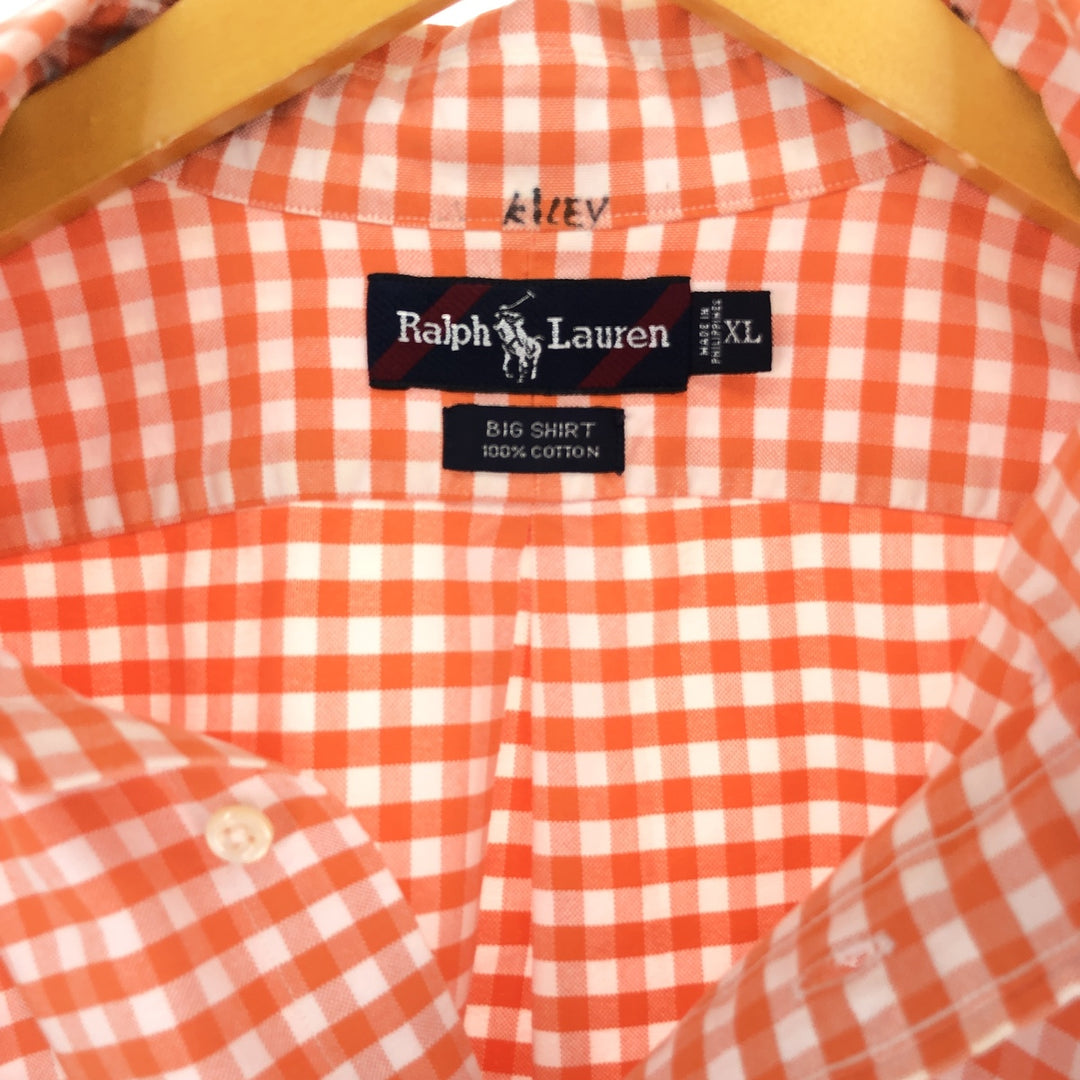 Ralph Lauren BIG SHIRT Gingham Check Short Sleeve Button Down Shirt Men's XL /eaa447429