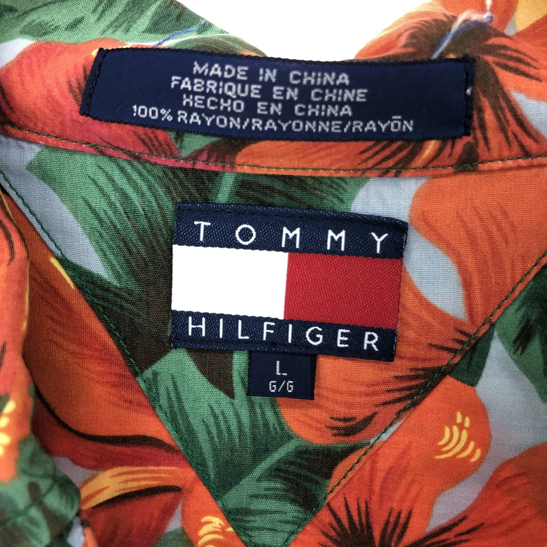 90'S Tommy Hilfiger Hibiscus Pattern Open Collar Rayon Hawaiian Aloha Shirt Men's L Vintage /eaa447441