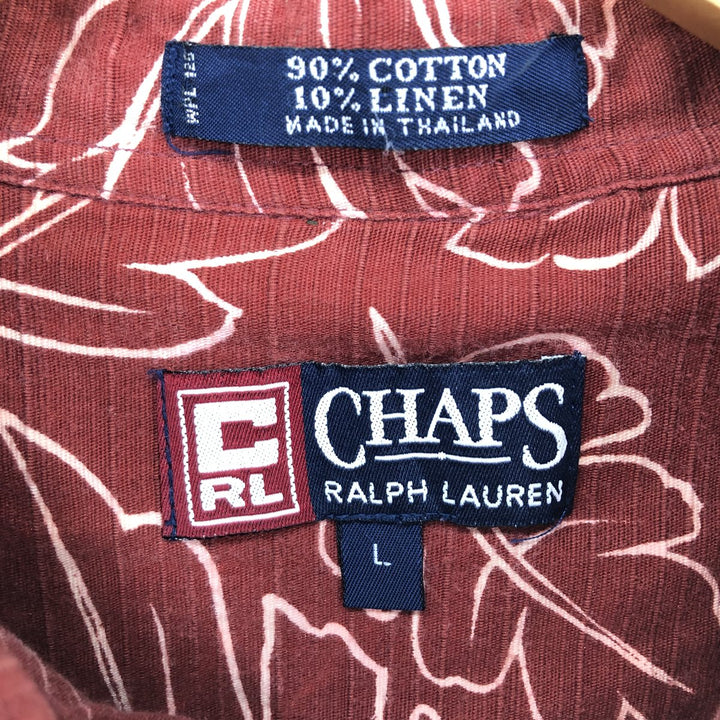 90'S Ralph Lauren CHAPS All-over Print Button-Down Hawaiian Aloha Shirt Men's L Vintage /eaa447447