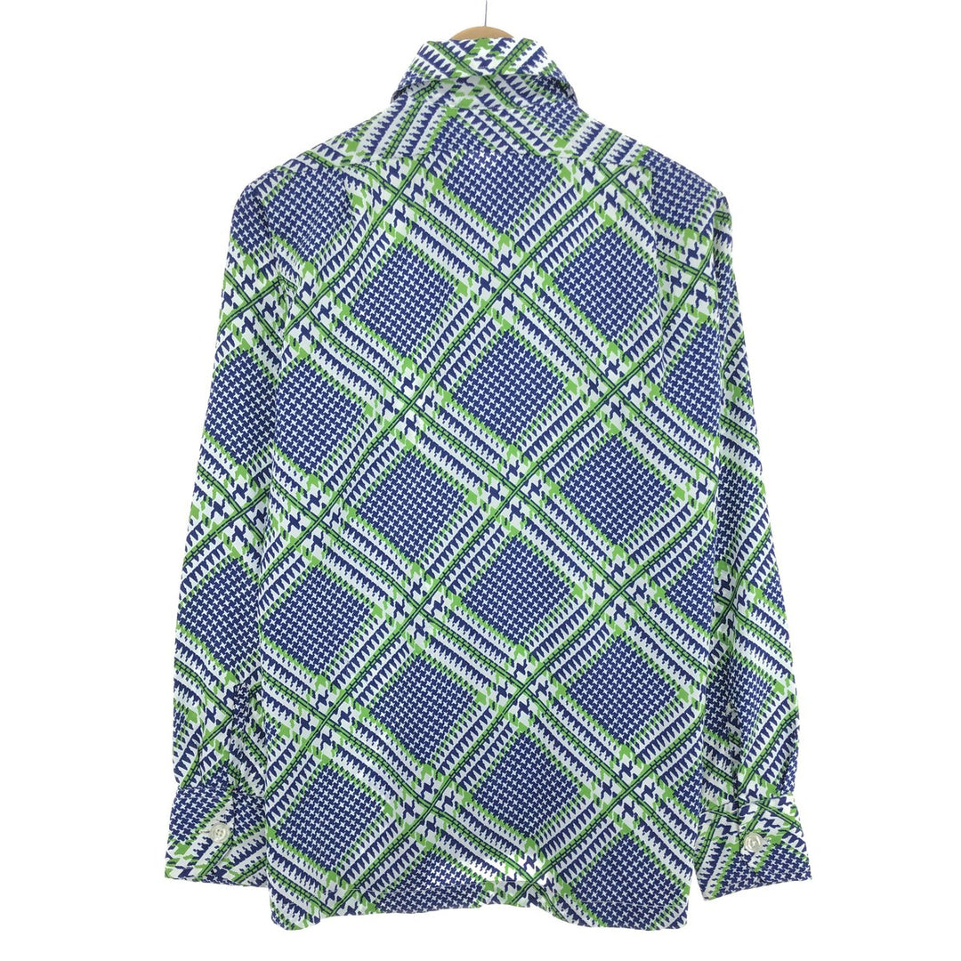 70'S LUCIEN PICCARD all-over print long sleeve polybox shirt men's M vintage /eaa447462