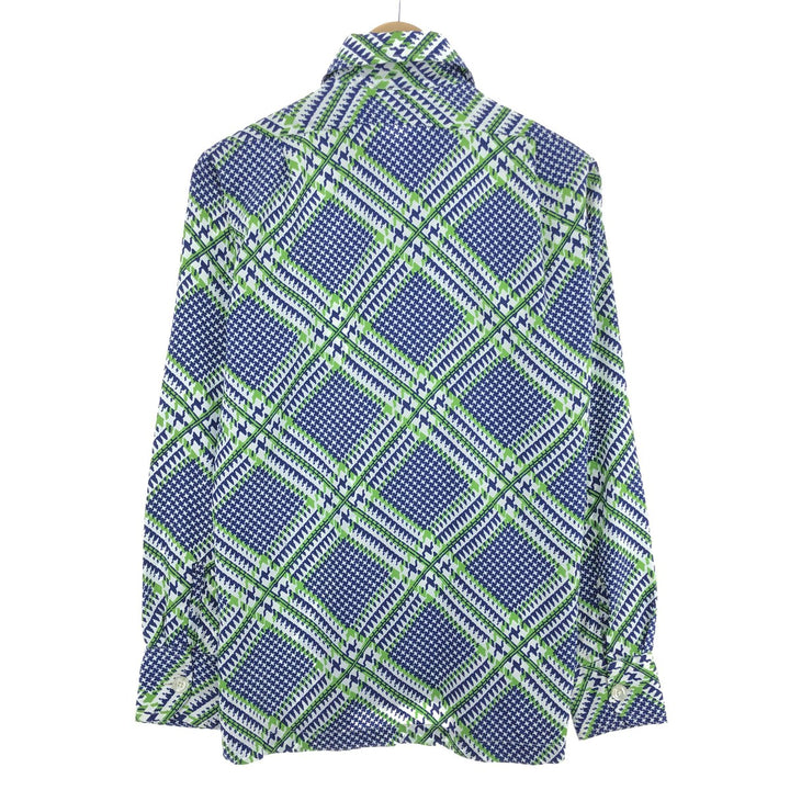 70'S LUCIEN PICCARD all-over print long sleeve polybox shirt men's M vintage /eaa447462