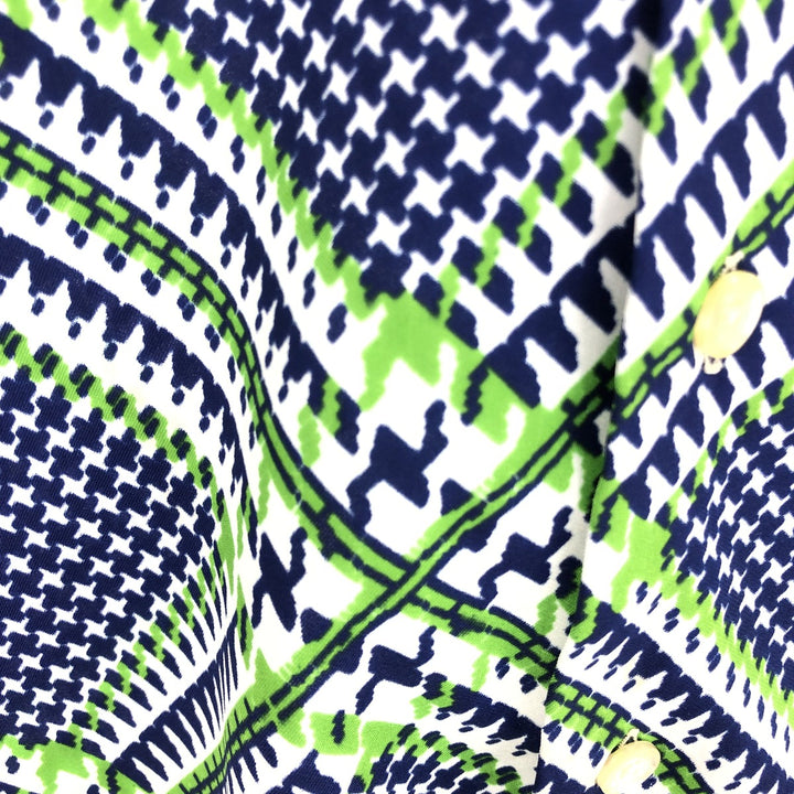 70'S LUCIEN PICCARD all-over print long sleeve polybox shirt men's M vintage /eaa447462