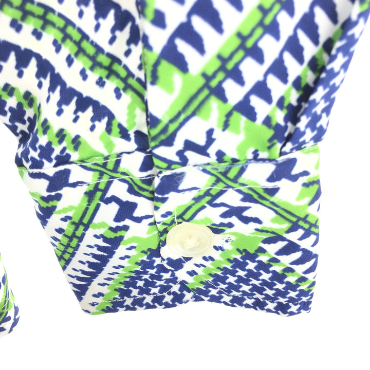 70'S LUCIEN PICCARD all-over print long sleeve polybox shirt men's M vintage /eaa447462