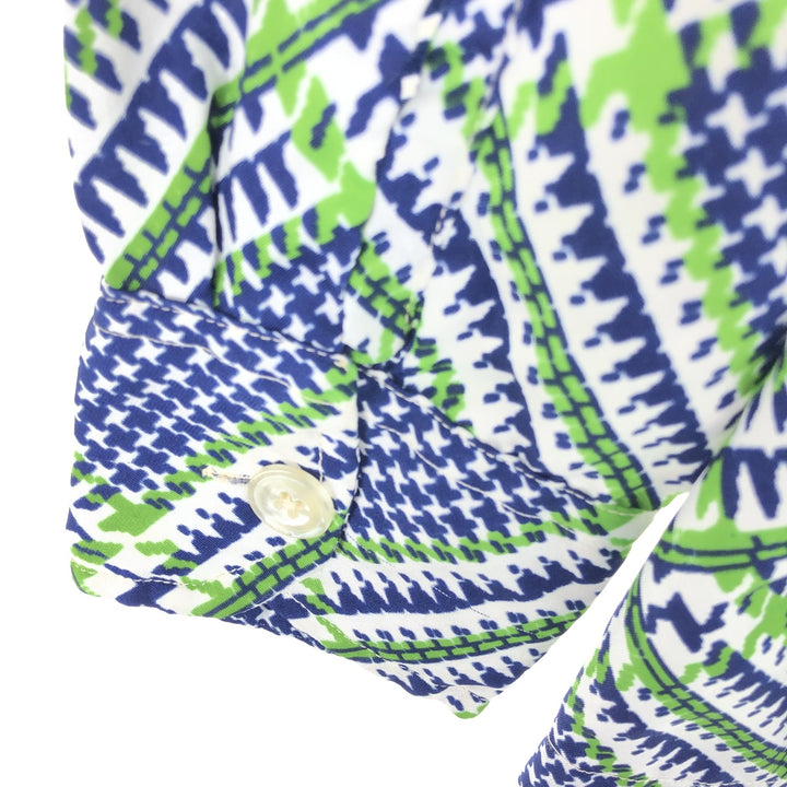 70'S LUCIEN PICCARD all-over print long sleeve polybox shirt men's M vintage /eaa447462