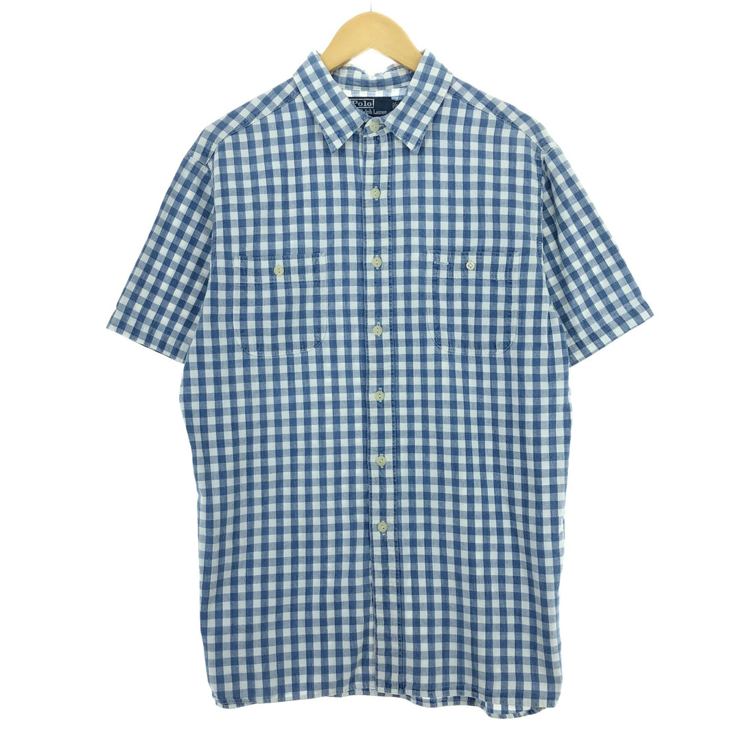 Ralph Lauren POLO by Ralph Lauren Gingham Check Short Sleeve Cotton Check Shirt Men's L /eaa447592