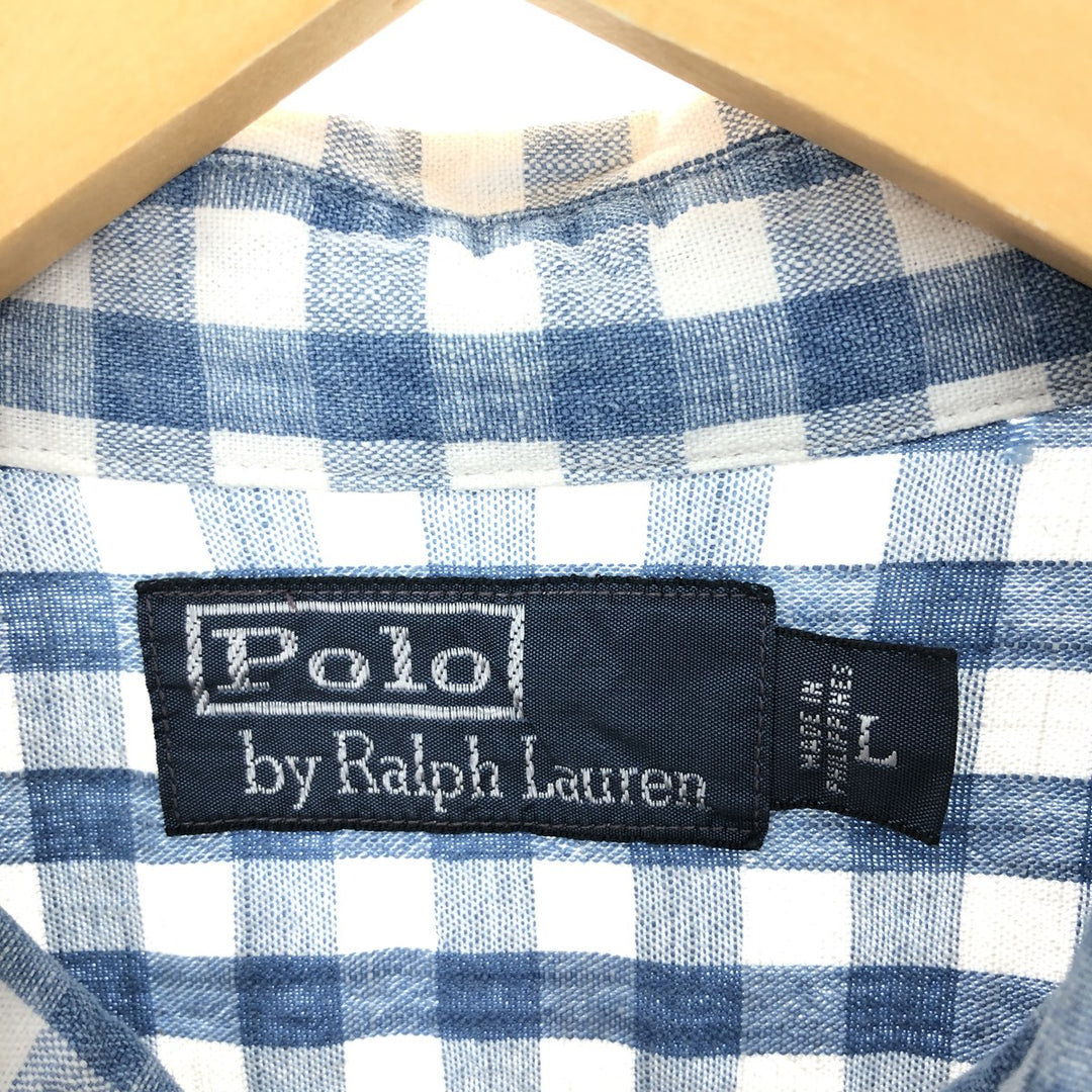 Ralph Lauren POLO by Ralph Lauren Gingham Check Short Sleeve Cotton Check Shirt Men's L /eaa447592