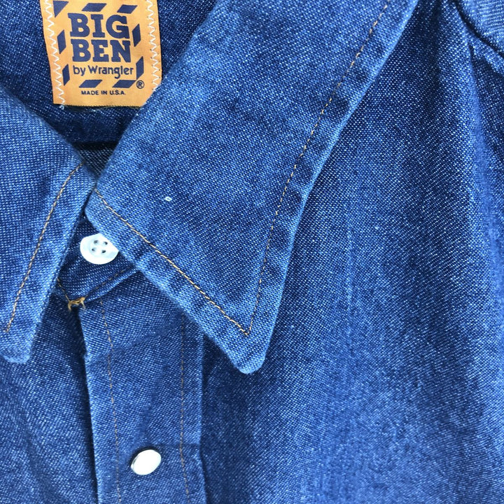 70s-80'S Big Ben Wrangler Long Sleeve Denim Shirt Made in USA Men's XXL Vintage /eaa447595