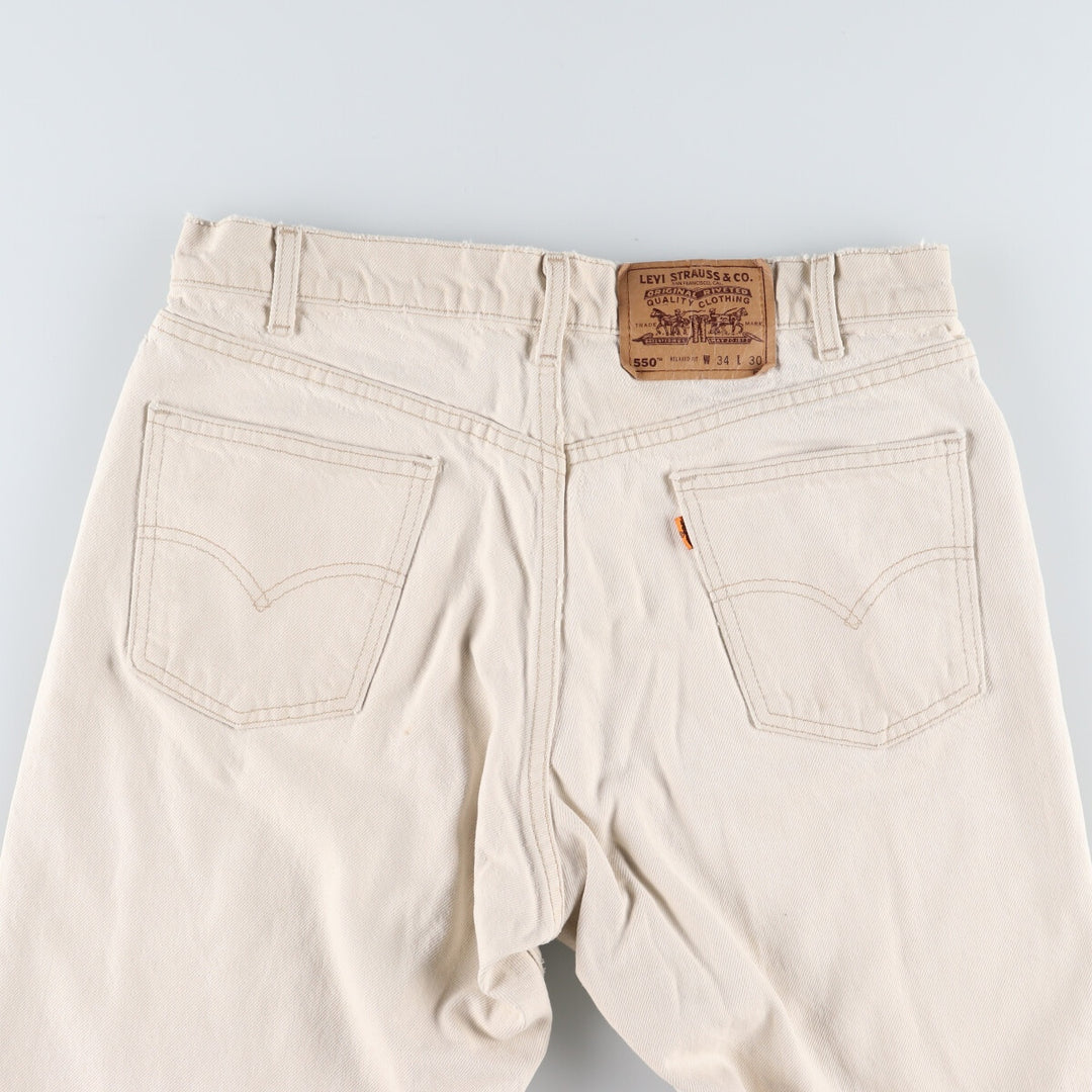 90'S Levi's 550 Relaxed Fit White Denim Tapered Denim Pants Made in USA W34 Vintage /eaa447604