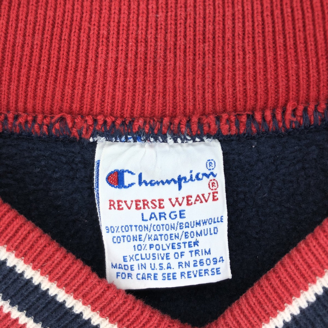 90'S Champion Reverse Weave Embroidered Tag V-Neck Logo Sweatshirt Trainer Made in USA Men's L Vintage /eaa447684