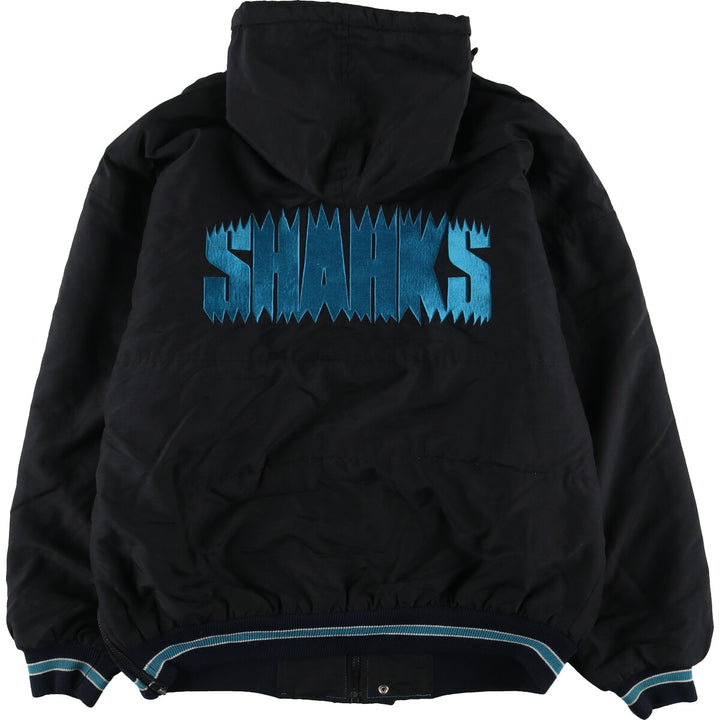 90'S Starter NHL SAN JOSE SHARKS San Jose Sharks Padded Hoodie Puffer Jacket Men's L Size Vintage /eaa447703