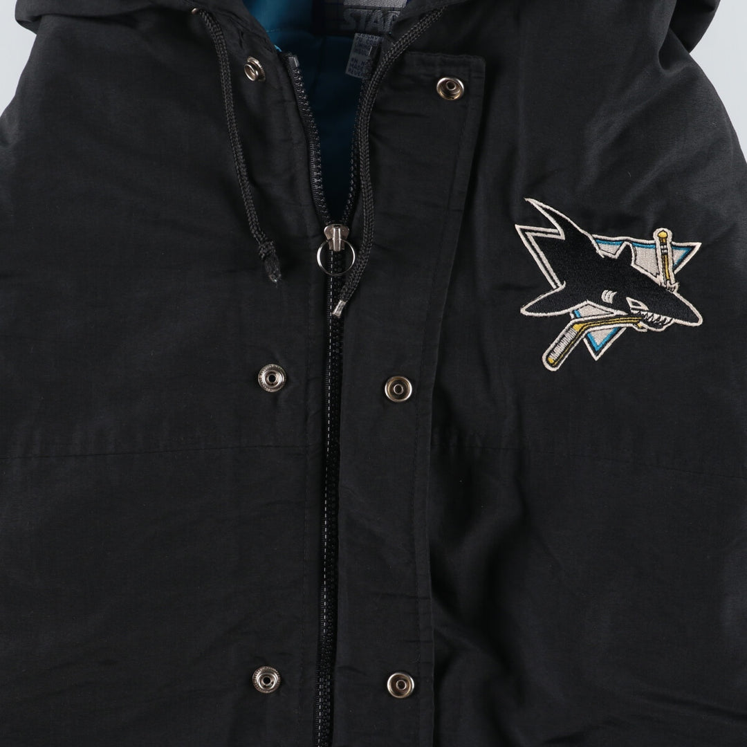 90'S Starter NHL SAN JOSE SHARKS San Jose Sharks Padded Hoodie Puffer Jacket Men's L Size Vintage /eaa447703