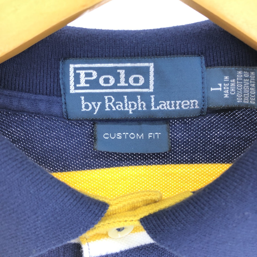 Ralph Lauren POLO by Ralph Lauren CUSTOM FIT Big Pony Short Sleeve Striped Polo Shirt Men's L /eaa447737