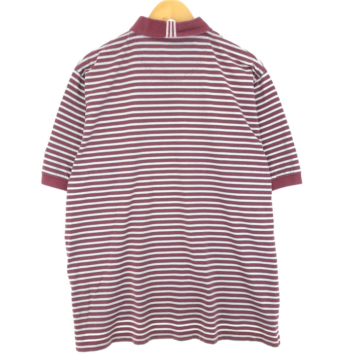 00'S adidas CLIMALITE short sleeve striped polo shirt men's L cotton wine-red Vintage Second Hand