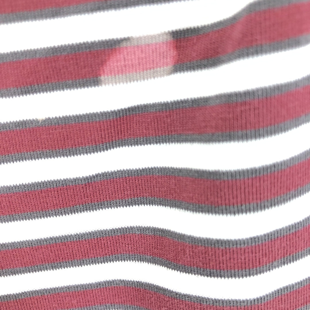 00'S adidas CLIMALITE short sleeve striped polo shirt men's L cotton wine-red Vintage Second Hand