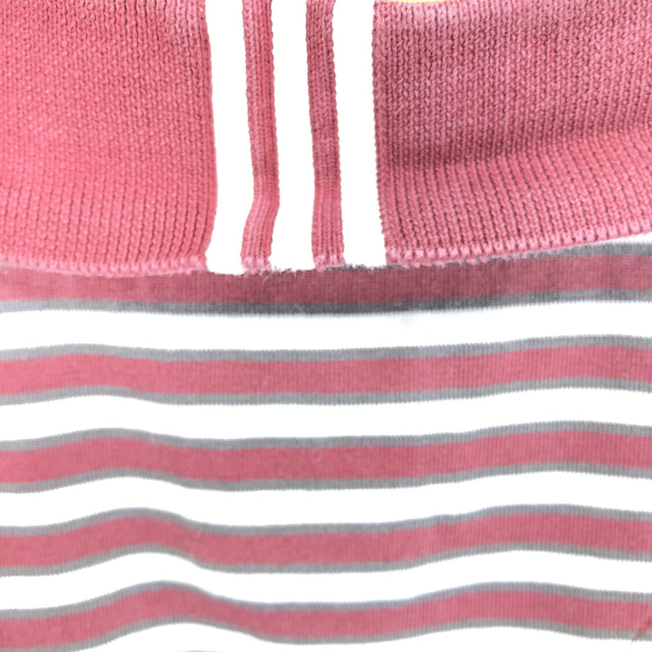 00'S adidas CLIMALITE short sleeve striped polo shirt men's L cotton wine-red Vintage Second Hand
