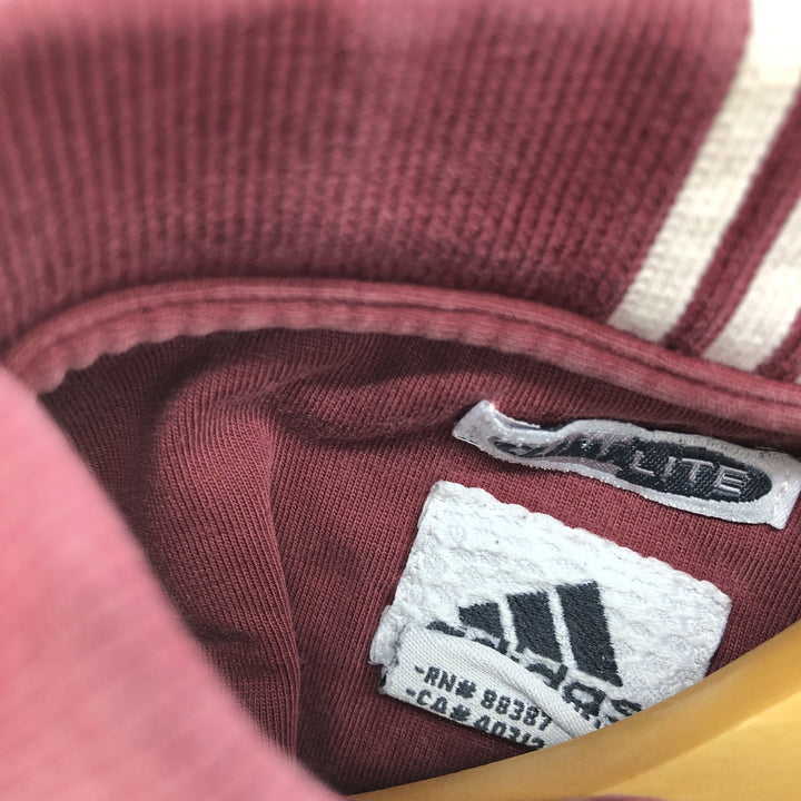 00'S adidas CLIMALITE short sleeve striped polo shirt men's L cotton wine-red Vintage Second Hand