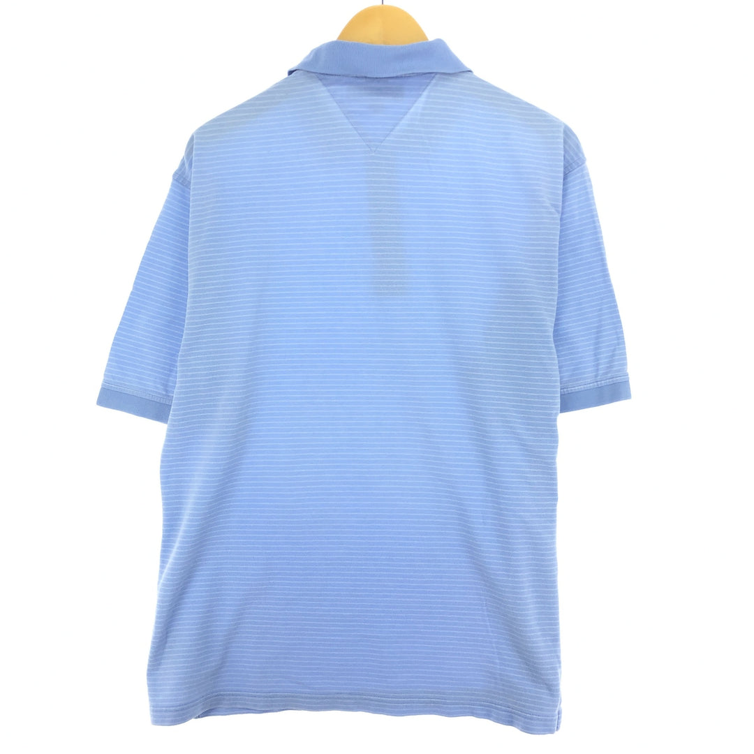 Tommy Hilfiger GOLF Short Sleeve Striped Polo Shirt Men's L cotton Blue type light blue Vintage Second Hand