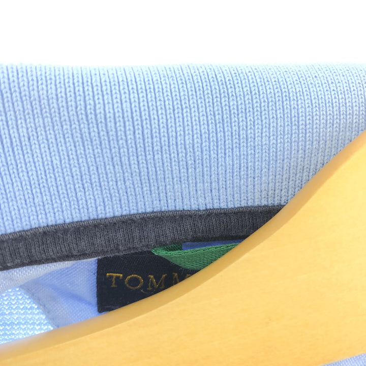 Tommy Hilfiger GOLF Short Sleeve Striped Polo Shirt Men's L cotton Blue type light blue Vintage Second Hand