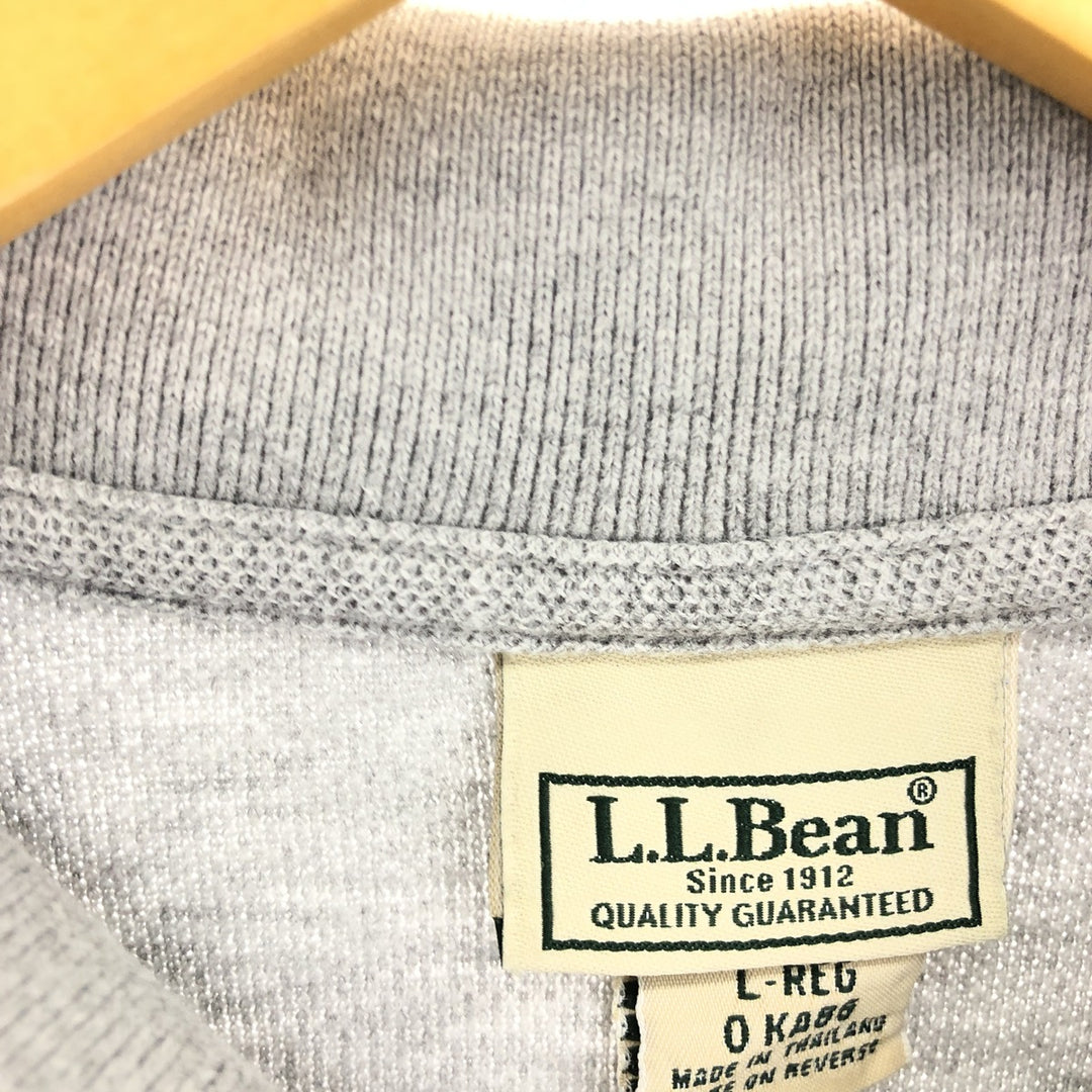 00'S LLBean short sleeve polo shirt, men's size L cotton gray type Vintage Second Hand