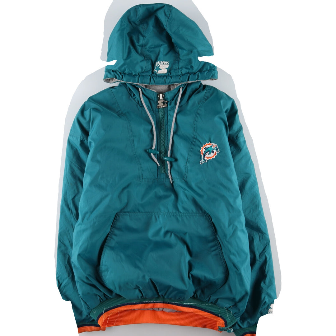 90'S Starter NFL Miami Dolphins Padded Anorak Parka Puffer Jacket Men's Size L Vintage /eaa447797