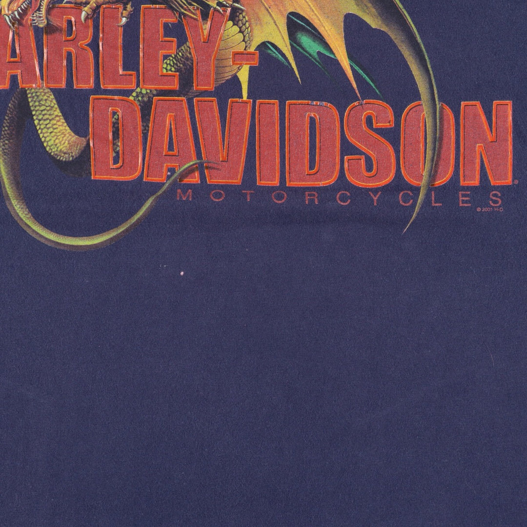 00'S Harley-Davidson Dragon Pattern Motorcycle Bike T-shirt Made in USA Men's XL /eaa447877