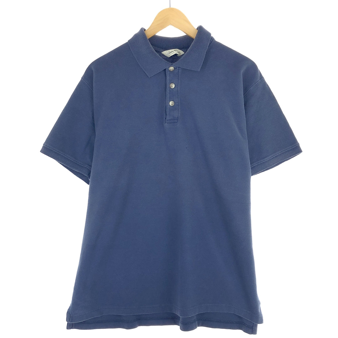 Eddie Bauer short sleeve polo shirt, men's size L cotton navy blue type Vintage Second Hand