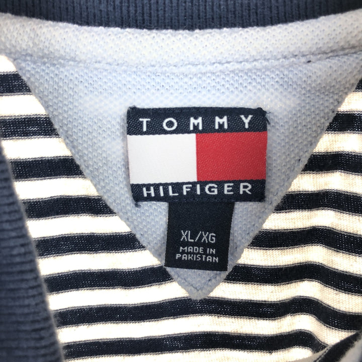 Tommy Hilfiger Short Sleeve Striped Polo Shirt Men's XL cotton navy blue type Vintage Second Hand