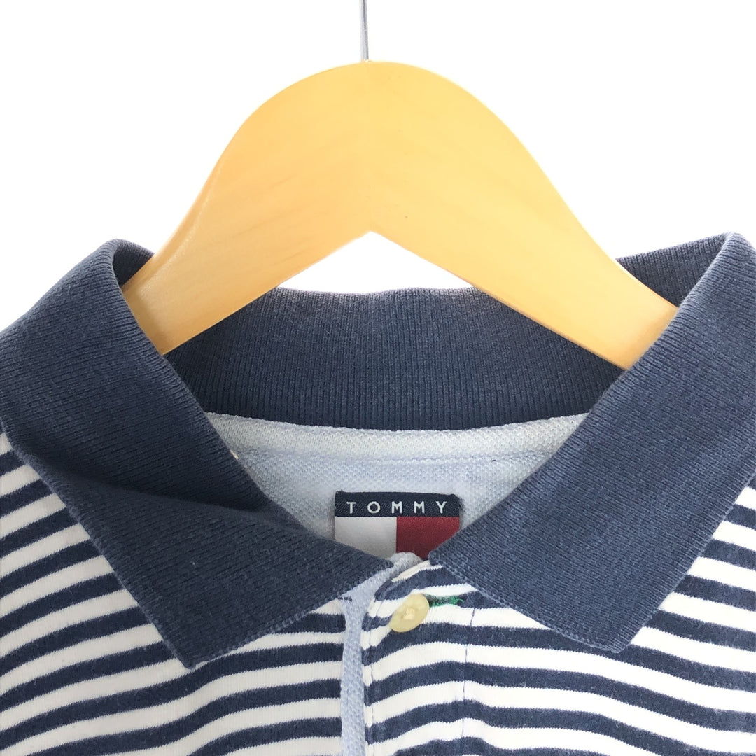 Tommy Hilfiger Short Sleeve Striped Polo Shirt Men's XL cotton navy blue type Vintage Second Hand
