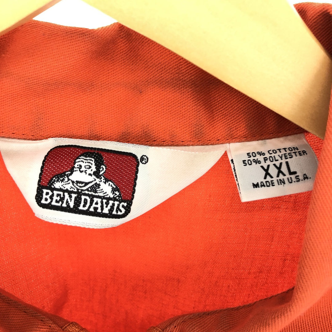 90'S Ben Davis Half-Zip Short-Sleeve Work Shirt Made in USA Men's XXL Vintage /eaa447985