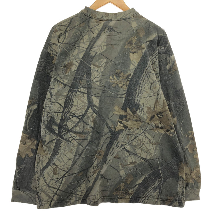 90'S Duxbak Camouflage Pattern Real Tree Camo Henley Neck Long T-Shirt Long T Men's L Vintage /eaa448011