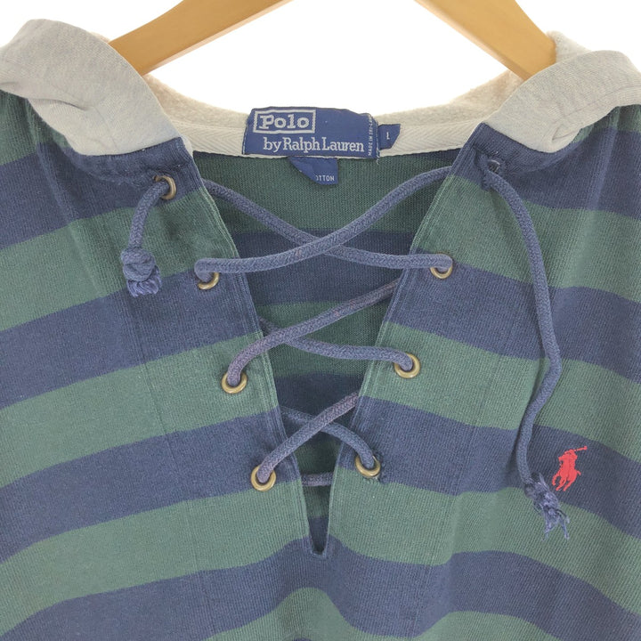 Ralph Lauren POLO by Ralph Lauren Striped Pattern Hooded Pullover Long T-Shirt Men's L /eaa448083