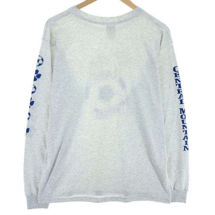 00'S Fruit of the Loom College Long Sleeve T-Shirt, Men's L cotton gray type Vintage Second Hand