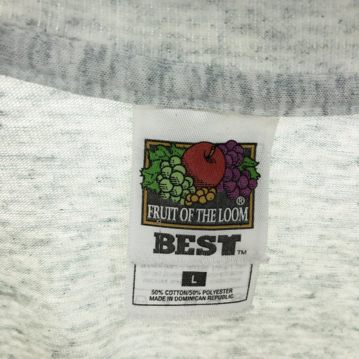 00'S Fruit of the Loom College Long Sleeve T-Shirt, Men's L cotton gray type Vintage Second Hand