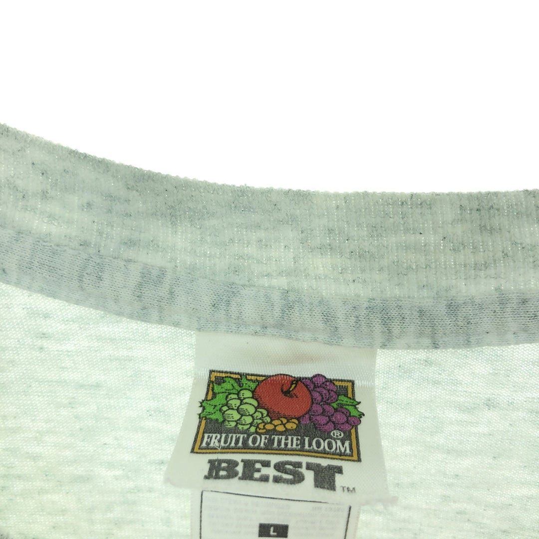 00'S Fruit of the Loom College Long Sleeve T-Shirt, Men's L cotton gray type Vintage Second Hand