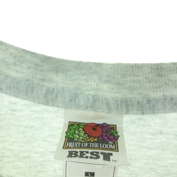 00'S Fruit of the Loom College Long Sleeve T-Shirt, Men's L cotton gray type Vintage Second Hand