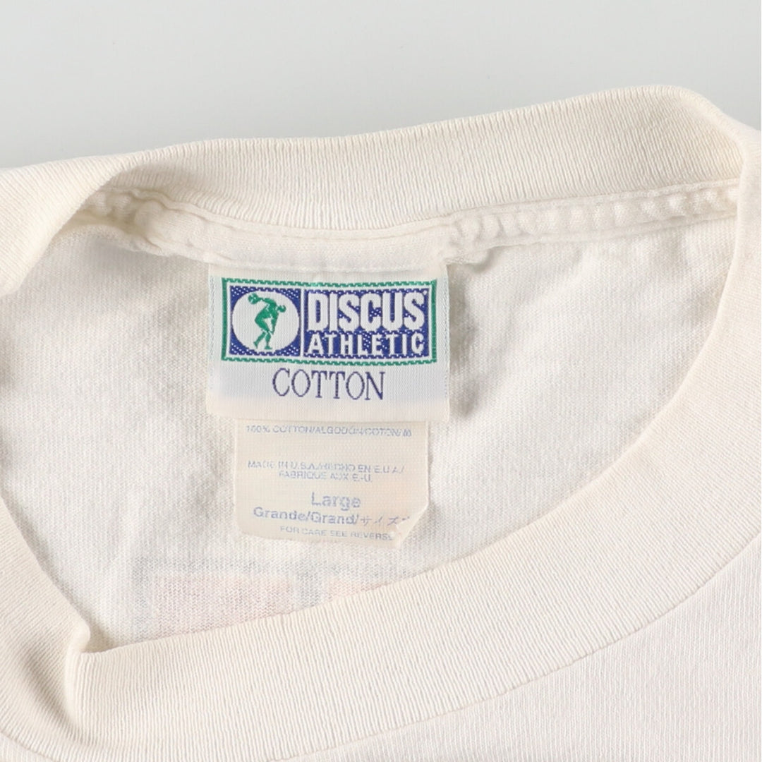 90'S DISCUS ATHLETIC back print long sleeve T-shirt, made in USA, men's L, vintage /eaa448098