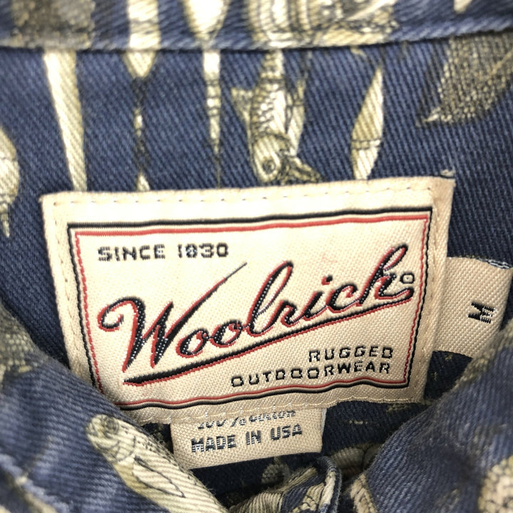 WOOLRICH All-over print Hawaiian aloha shirt made in the USA, men's M /eaa448208