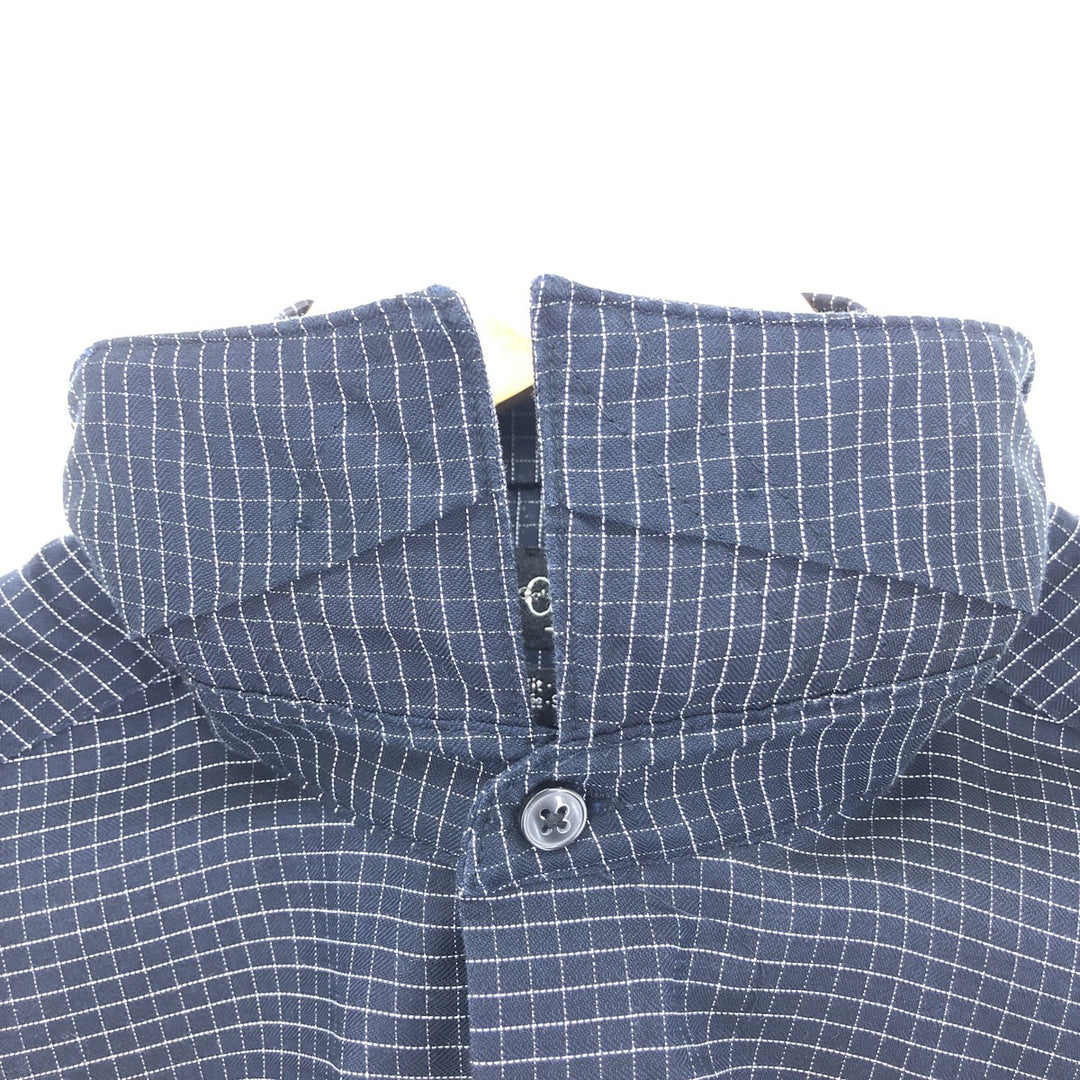 90'S ~ Calvin Klein Slim Fit Wide Collar Long Sleeve Cotton Check Shirt Men's L Vintage /eaa448263