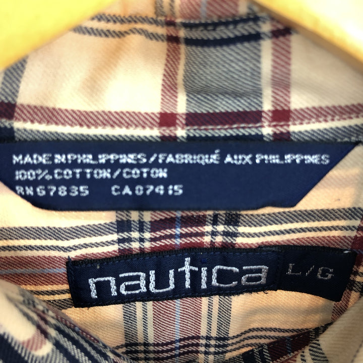 90'S NAUTICA Long Sleeve Button Down Check Shirt Men's L Vintage /eaa448279