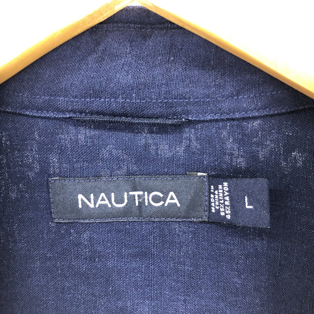 NAUTICA Short Sleeve Linen x Rayon Shirt Men's L /eaa448297