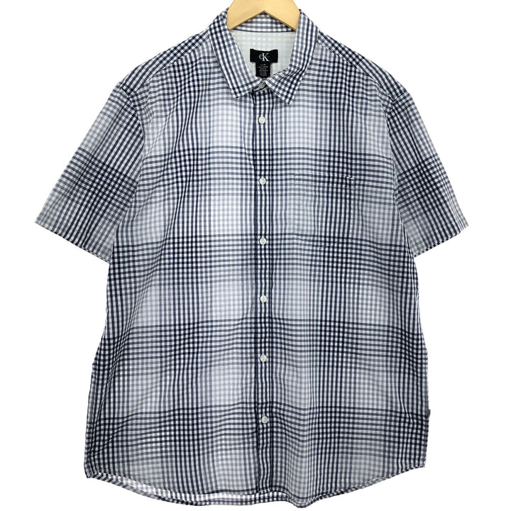 90'S ~ Calvin Klein short sleeve cotton check shirt men's size L vintage / eaa448470