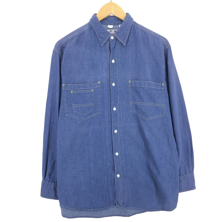 NEW WAYS Long Sleeve Denim Shirt Men's M /eaa448576